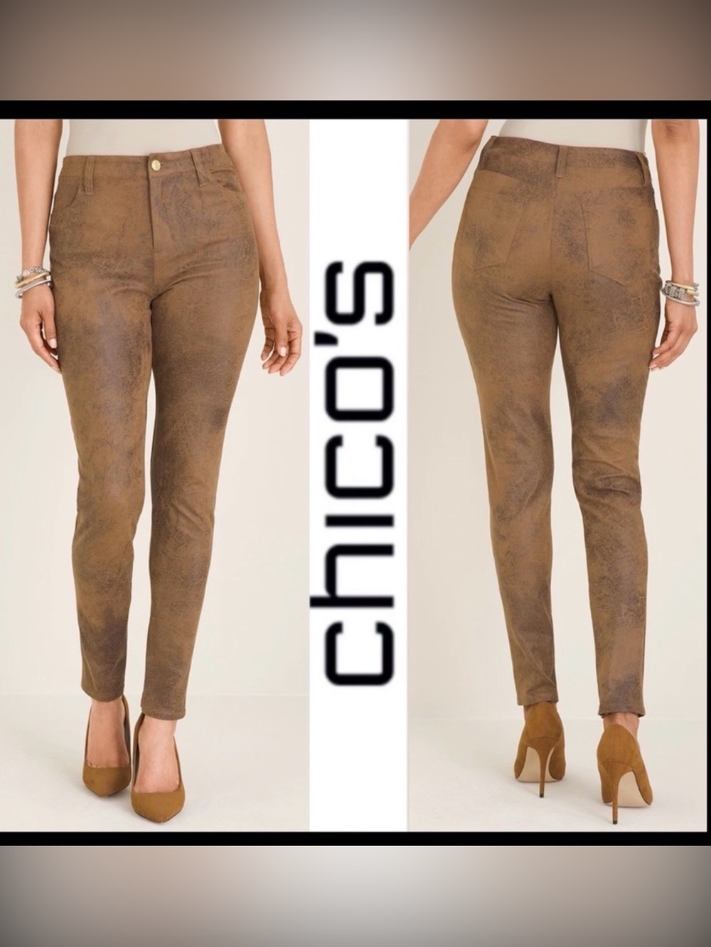 NWOT Chico's Taupe-Brown Faux Suede-Effect Pants Soft Women’s Fall Winter